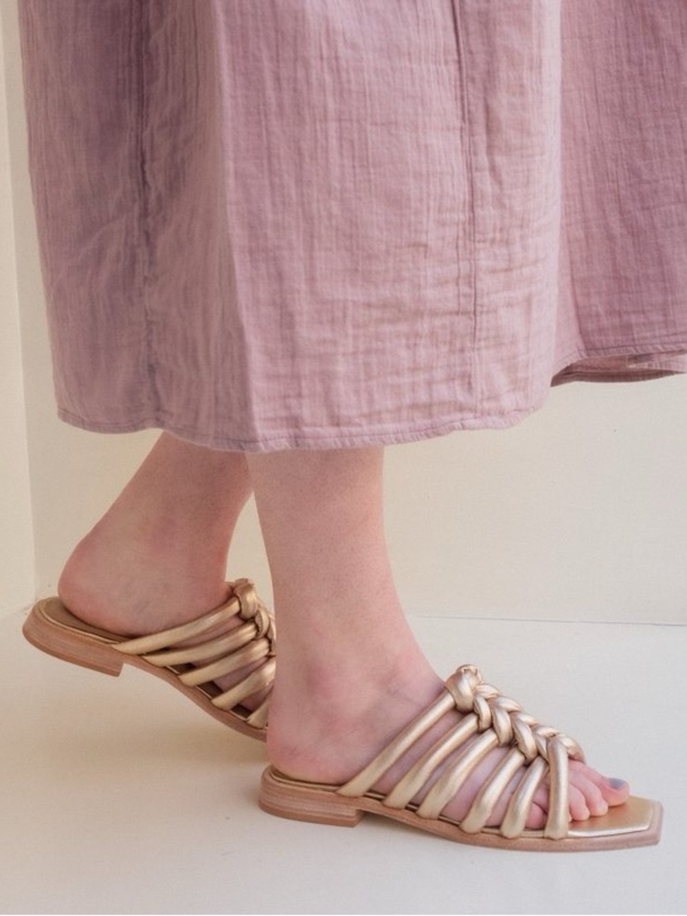 {Wal & Pai} Ivar Metallic Gold Leather Sandals